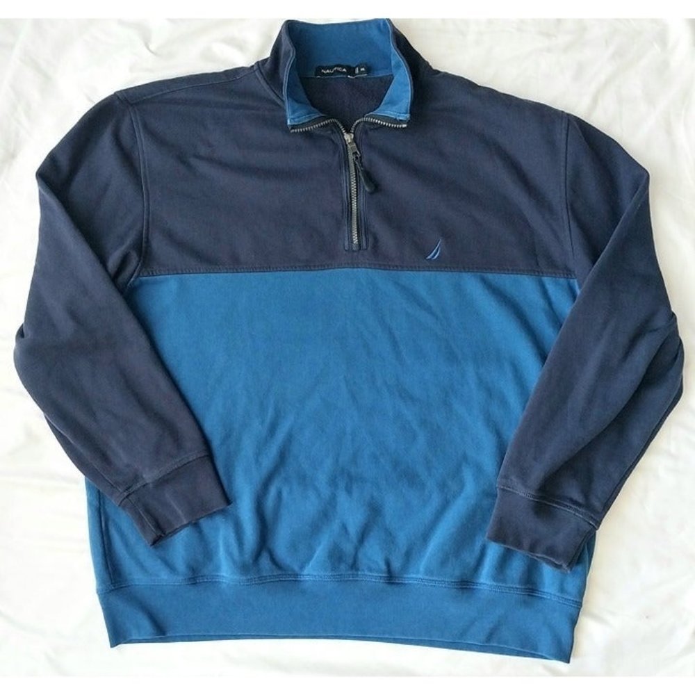 Nautica Men’s 1/4 Zip Navy Blue Pullover Sweater XXL